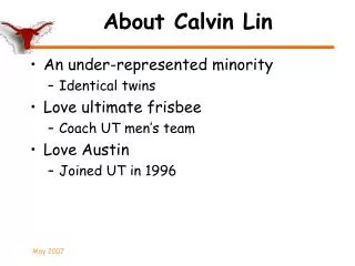 About Calvin Lin