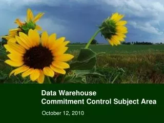 Data Warehouse Commitment Control Subject Area