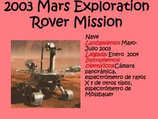 2003 mars exploration rover mission