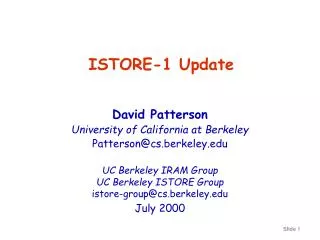 ISTORE-1 Update