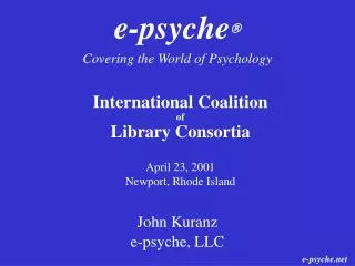 e-psyche ? Covering the World of Psychology