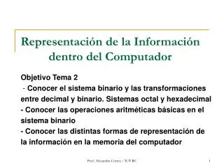 representaci n de la informaci n dentro del computador