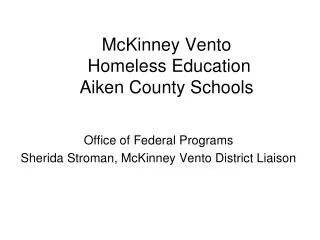 McKinney Vento Homeless Education Aiken County Schools