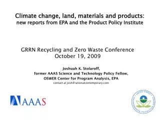 GRRN Recycling and Zero Waste Conference October 19, 2009