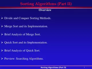Sorting Algorithms (Part II)