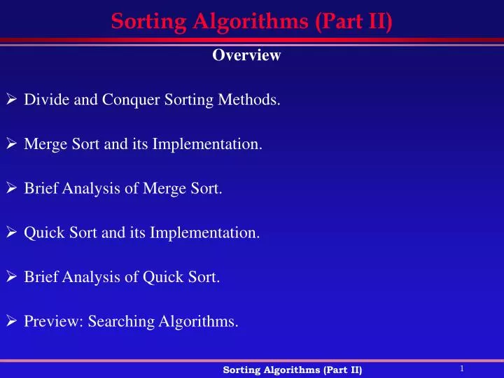 sorting algorithms part ii