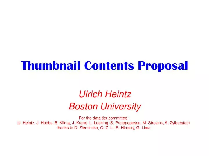 thumbnail contents proposal