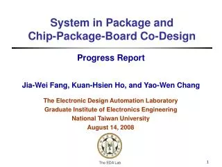 System in Package and Chip-Package-Board Co-Design