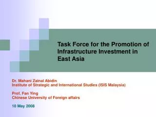 Task Force for the Promotion of Infrastructure Investment in East Asia