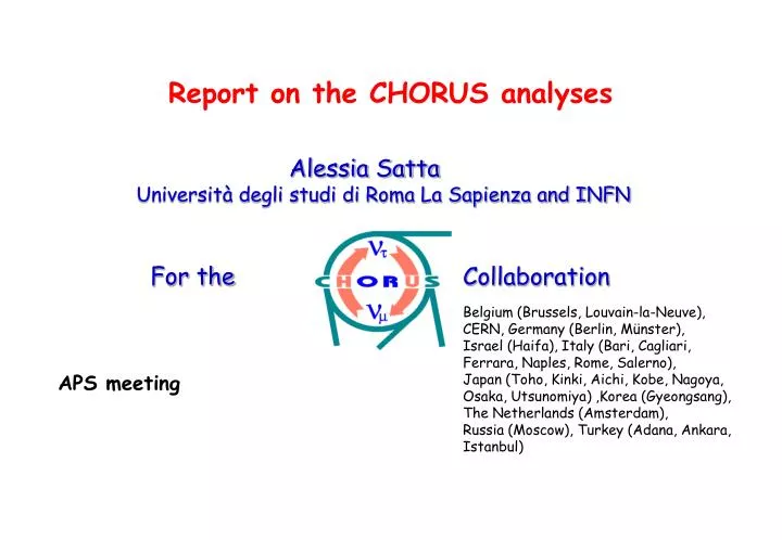 report on the chorus analyses