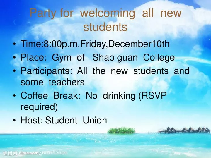 party for welcoming all new students