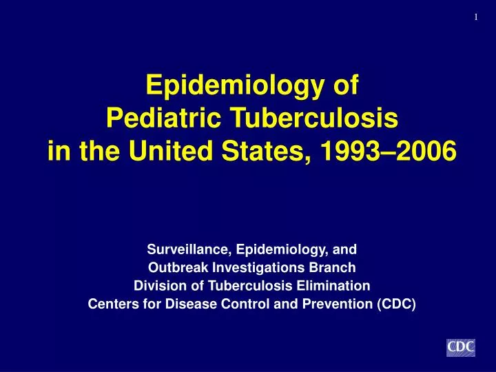 epidemiology of pediatric tuberculosis in the united states 1993 2006