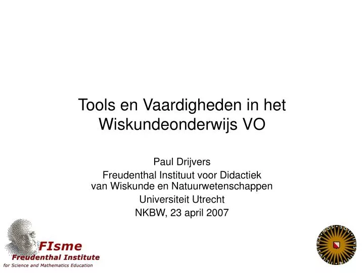 tools en vaardigheden in het wiskundeonderwijs vo