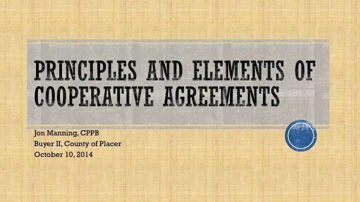principles and elements of cooperative agreements