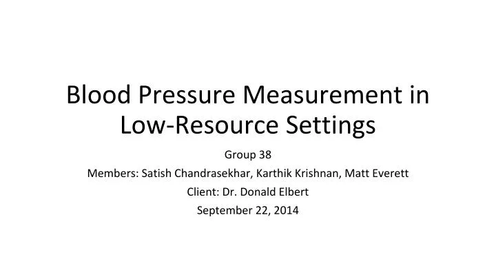 blood pressure measurement in low resource settings