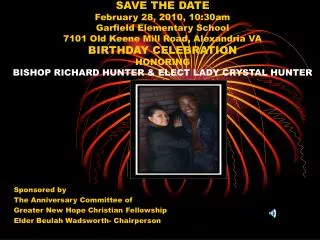 Sponsored by The Anniversary Committee of Greater New Hope Christian Fellowship