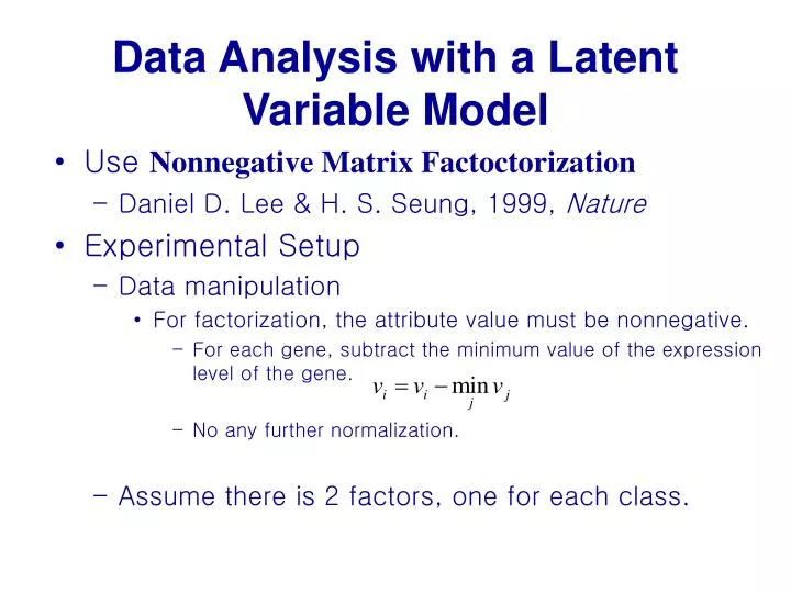 data analysis with a latent variable model