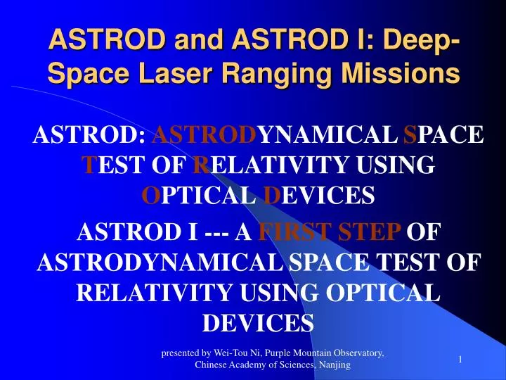 astrod and astrod i deep space laser ranging missions