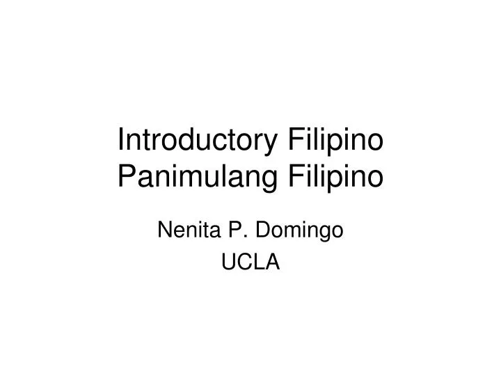 introductory filipino panimulang filipino