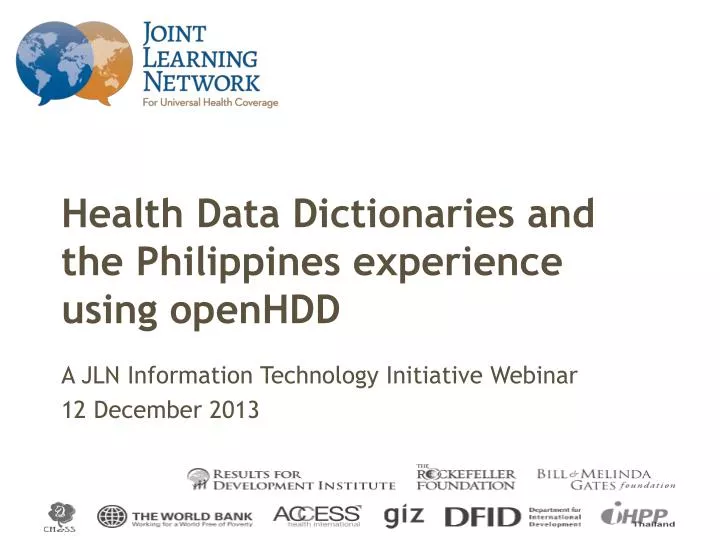 health data dictionaries and the philippines experience using openhdd