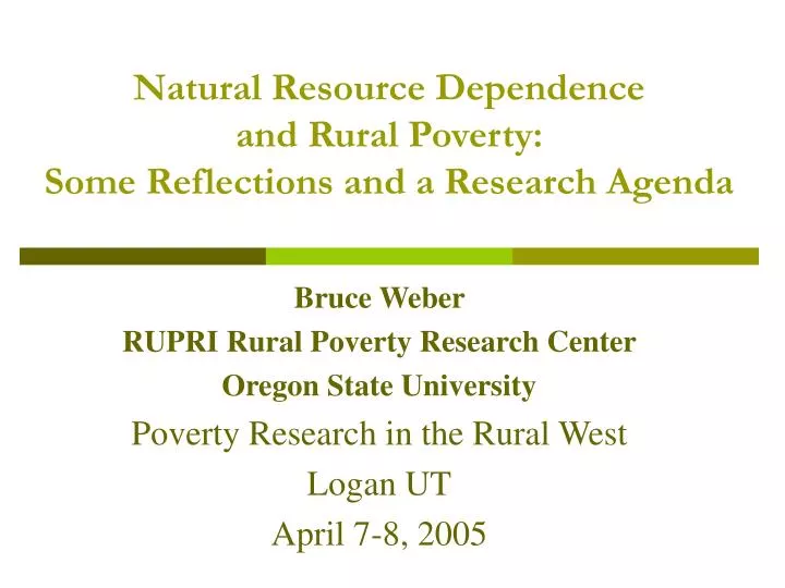 natural resource dependence and rural poverty some reflections and a research agenda