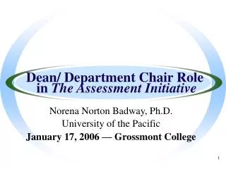 Dean/ Department Chair Role in The Assessment Initiative