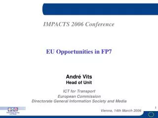 ICT for Transport European Commission Directorate General Information Society and Media