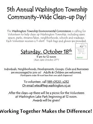 5th Annual Washington Township Community-Wide Clean-up Day!