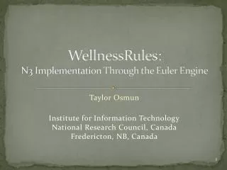 WellnessRules : N3 Implementation Through the Euler Engine