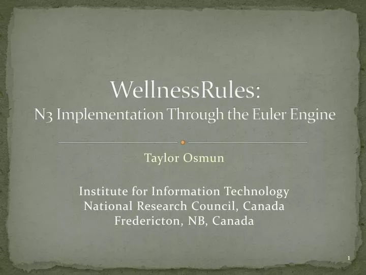 wellnessrules n3 implementation through the euler engine