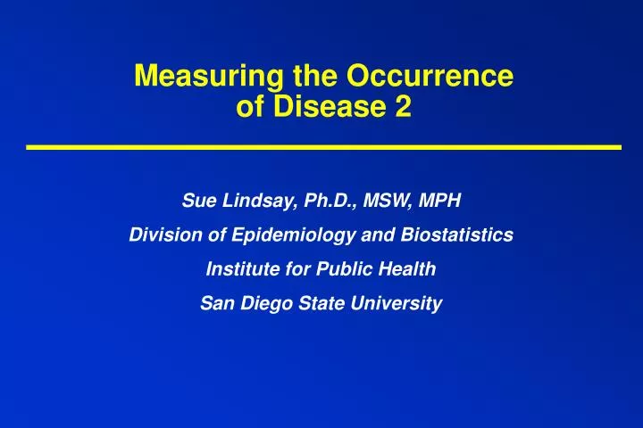 measuring the occurrence of disease 2