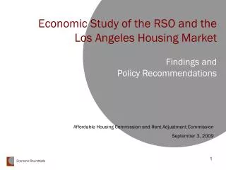 Economic Study of the RSO and the Los Angeles Housing Market Findings and Policy Recommendations