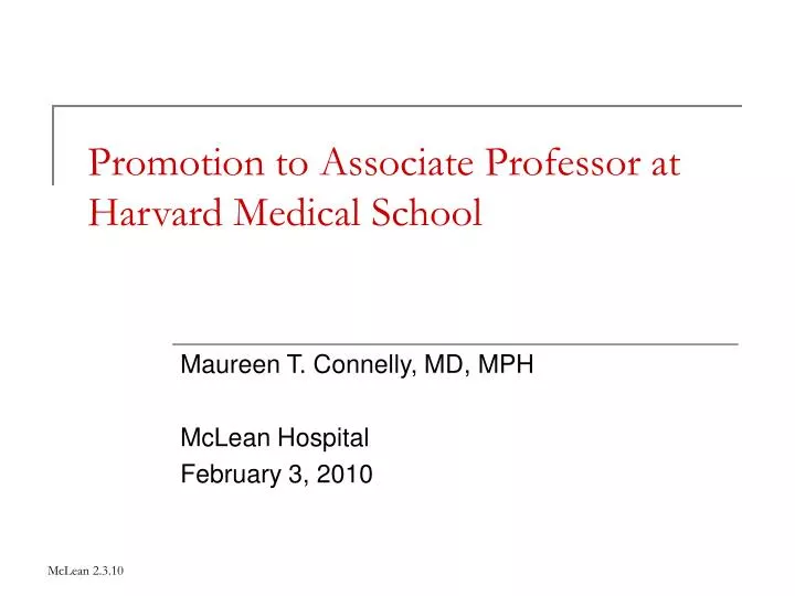 promotion to associate professor at harvard medical school