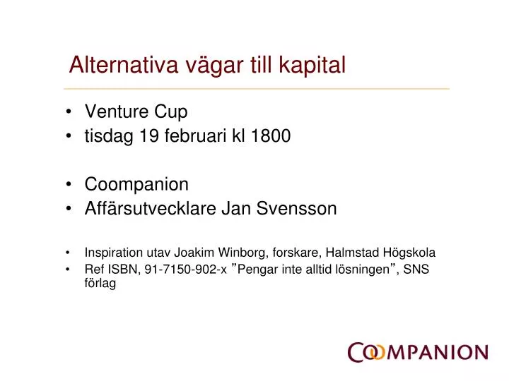 alternativa v gar till kapital