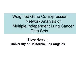 Weighted Gene Co-Expression Network Analysis of Multiple Independent Lung Cancer Data Sets