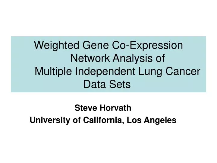 weighted gene co expression network analysis of multiple independent lung cancer data sets