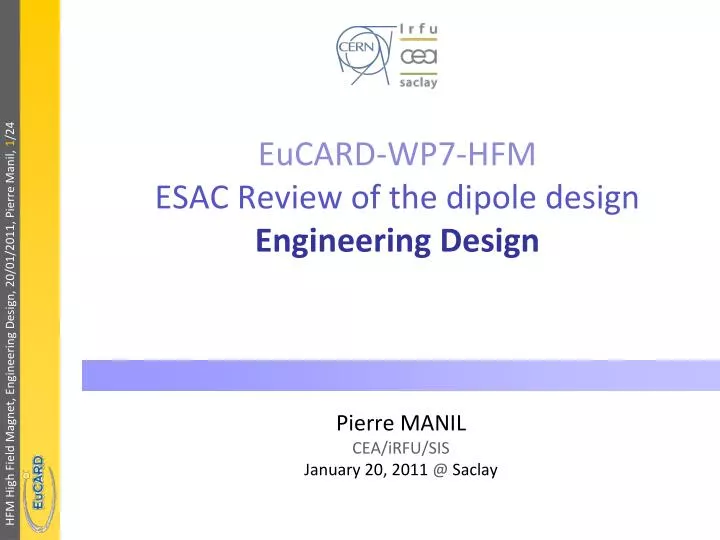 eucard wp7 hfm esac review of the dipole design engineering design
