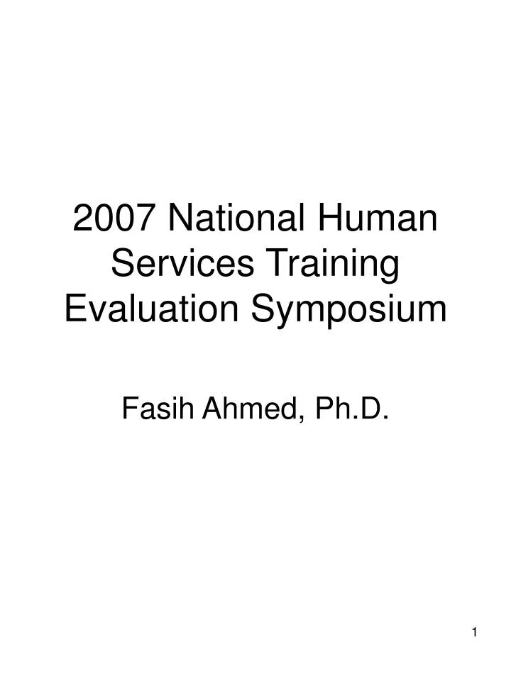 2007 national human services training evaluation symposium