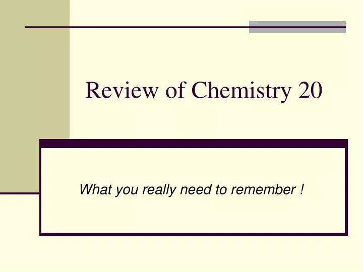 review of chemistry 20