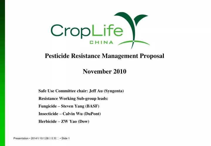 pesticide resistance management proposal november 2010