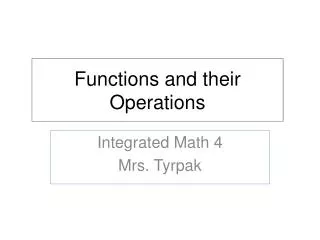 functions and their operations