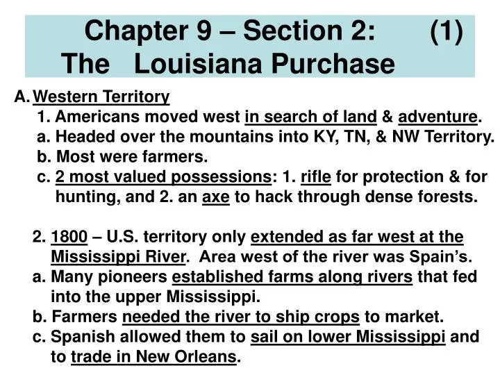 chapter 9 section 2 1 the louisiana purchase