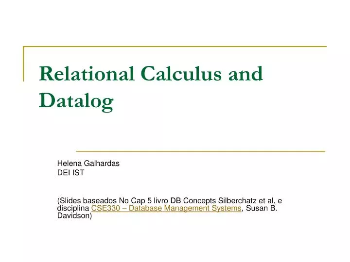 relational calculus and datalog