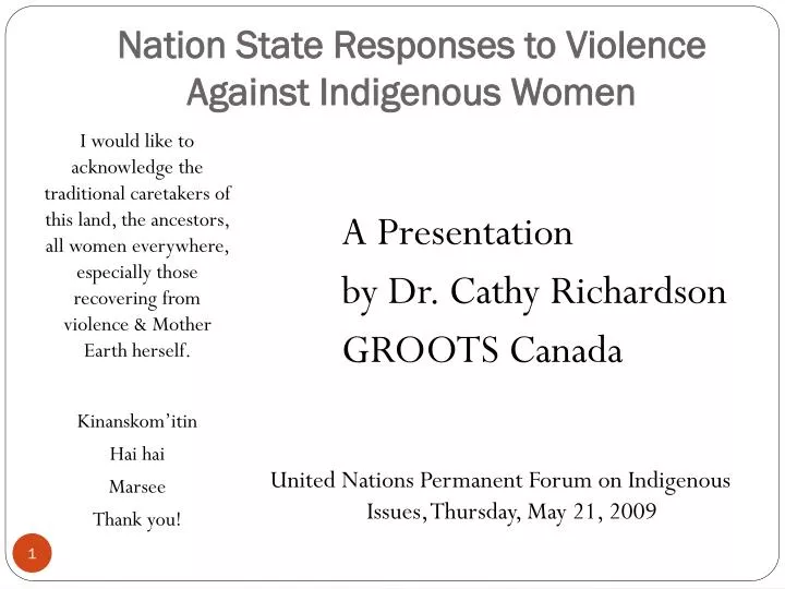 nation state responses to violence against indigenous women