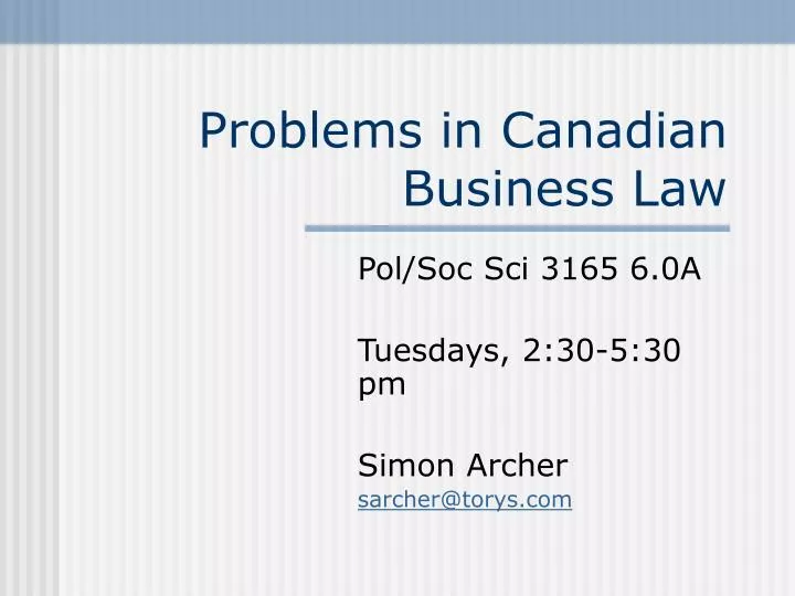 problems in canadian business law