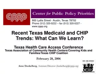 Recent Texas Medicaid and CHIP Trends: What Can We Learn?
