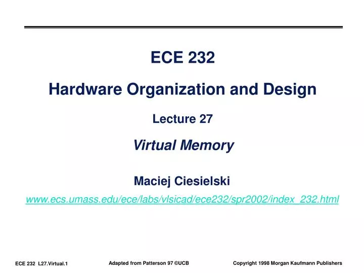 ece 232 hardware organization and design lecture 27 virtual memory