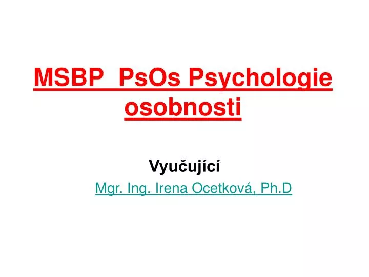 msbp psos psychologie osobnosti