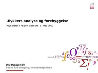 ulykkers analyse og forebyggelse