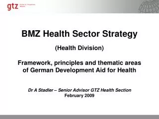 BMZ Health Sector Strategy (Health Division)